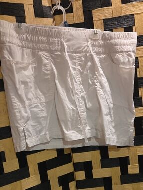 Thyme Maternity White Drawstring Utility Skort